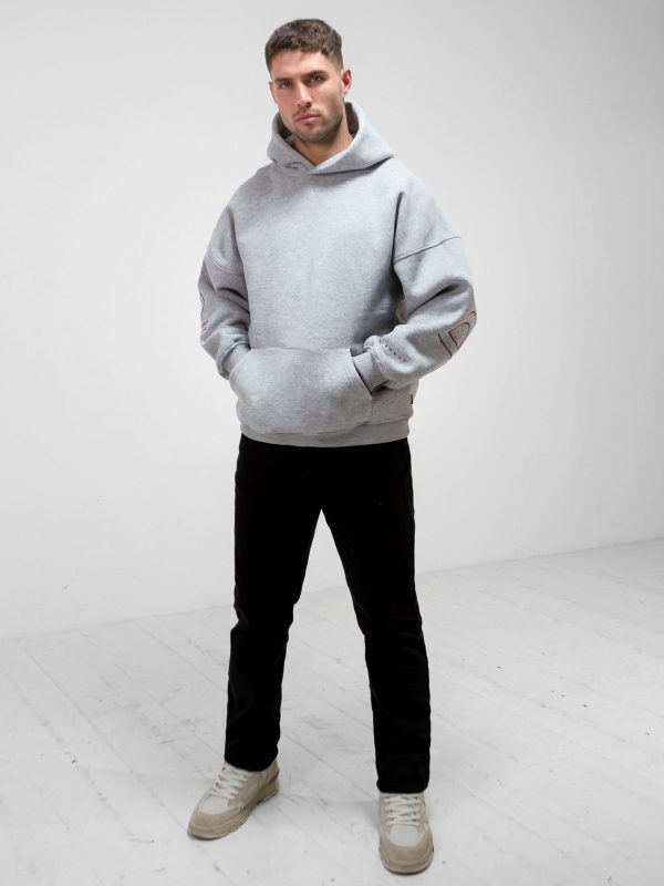 Embroidered Idris Oversized Hoodie - Red - Image 5