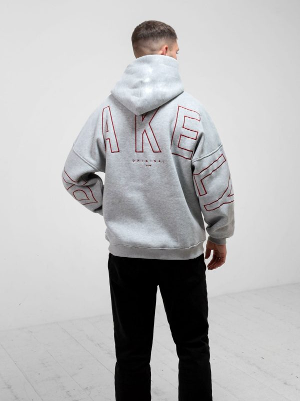 Embroidered Idris Oversized Hoodie - Red - Image 3