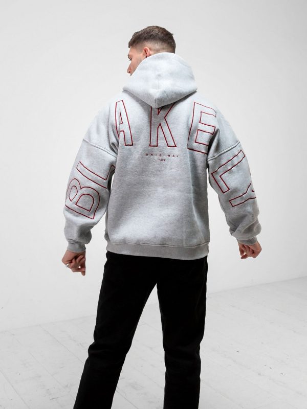Embroidered Idris Oversized Hoodie - Red - Image 6