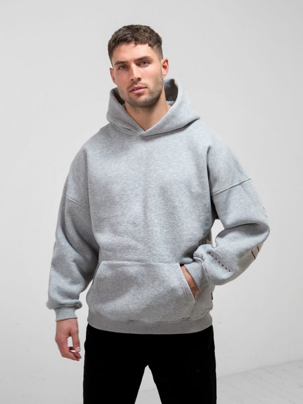 Embroidered Idris Oversized Hoodie - Red - Image 2
