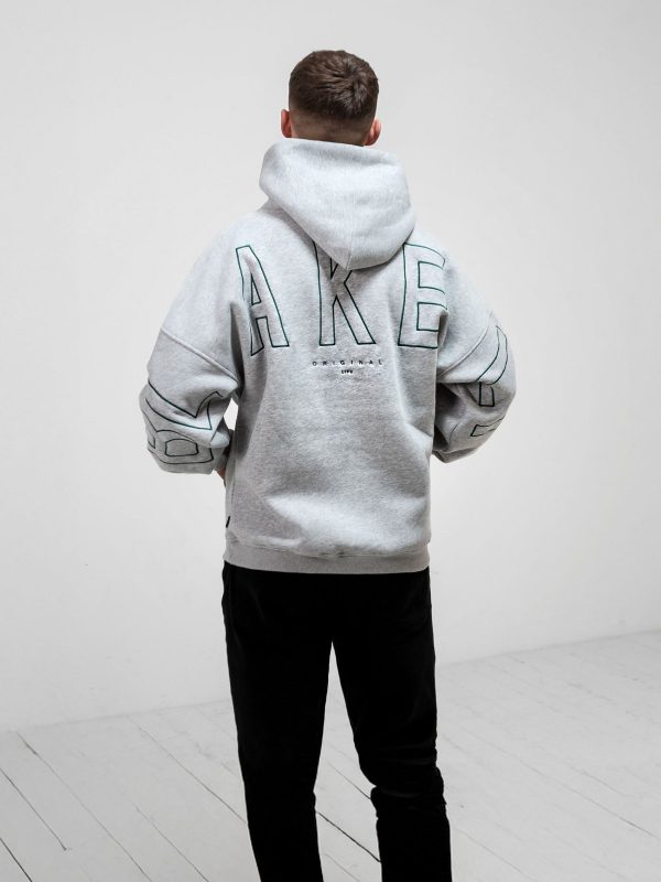 Embroidered Idris Oversized Hoodie - Teal - Image 3