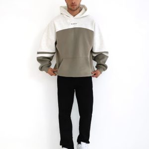 Curved Panel Relaxed Hoodie - Safari Green