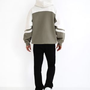 Curved Panel Relaxed Hoodie - Safari Green