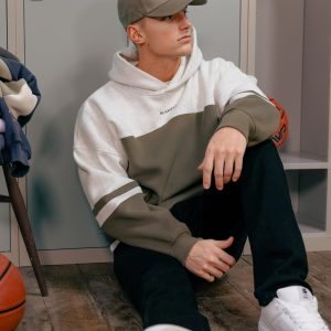 Curved Panel Relaxed Hoodie - Safari Green