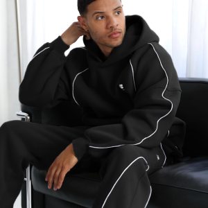 Seam Relaxed Hoodie - Black