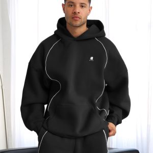 Seam Relaxed Hoodie - Black