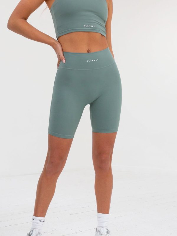 Soft Sculpt Cycling Shorts - Sage Green - Image 5